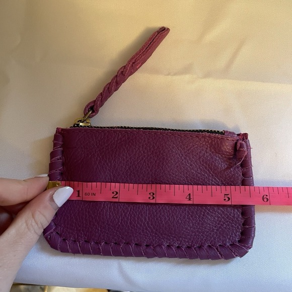 Jennifer Haley Stitched Coin Purse Wallet Made In Mexico Purple Leather Key Ring - Picture 14 of 14